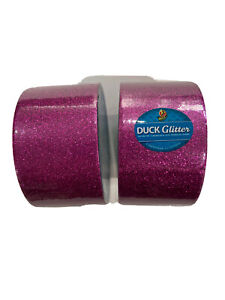 NEW- TWO Duct Tape Rolls - DUCK (brand) GLITTER CRAFT TAPE  (Pink & Red Glitter)