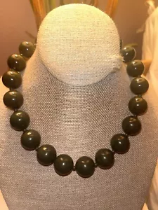 Dunkelgrüne große Kunststoff Perlen Halskette 17” Halsband, Grob 17” Lot JJ - Bild 1 von 5