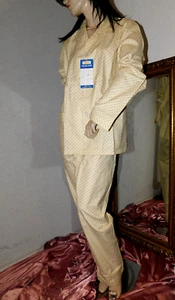 HERREN VINTAGE Pyjama * Schlafanzug FLANELL Baumwolle creme braun 54 - Zdjęcie 1 z 6