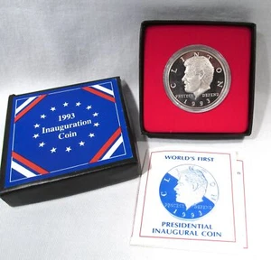 1993 Hutt River Bill Clinton 1oz .999 Silver Proof Inauguration Coin COA AR511 - Picture 1 of 7