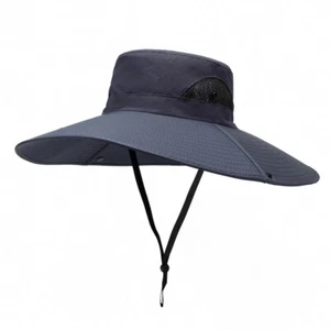 Men Oversize Wide Brim Bucket Hat Fishing Hiking Sun Cap with Chin Strap Outdoor - Picture 1 of 16