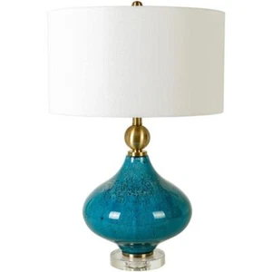 Livabliss Accent Table Lamp 27" Traditional Decorative Linen/Metal/Iron Blue - Picture 1 of 6