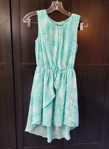 H&M Dress Girls Size 16/18 Ruffle High Low Palm Leaf Print Summer - Picture 1 of 10