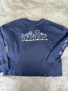 Adidas girls sz. M purple/blue "loose fit" logo tee. Cute, exc. condition - Picture 1 of 7