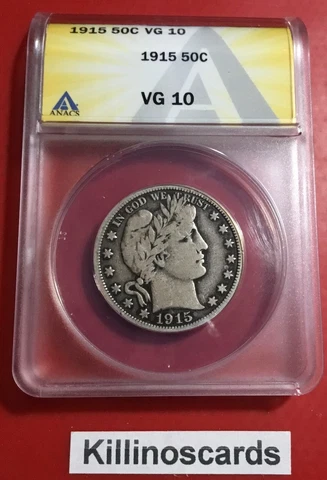 1915 Barber Half Dollar ANACS VG10 Cover