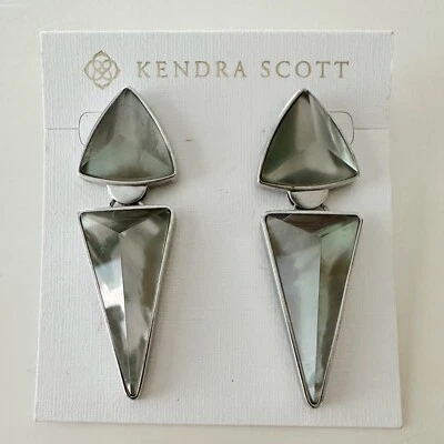KENDRA SCOTT Vivian Statement Earrings : Silver + Rhodium Gray Illusion - Image 1 of 4
