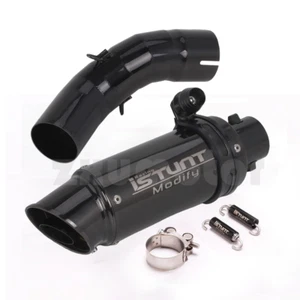 Black Exhaust Pipe Slip On Mid Slant Tips For Indian FTR1200 FTR1200S 2018-2024 - Picture 1 of 4