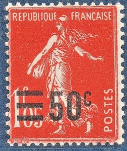 TIMBRE N° 225 NEUF ** GOMME D'ORIGINE SANS CHARNIERE - SEMEUSE SURCHARGEE - TTB - Picture 1 of 1