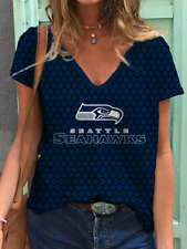 Seattle Seahawks Women's Short Sleeve T Shirt Fans V-Neck Tee Sport Tops