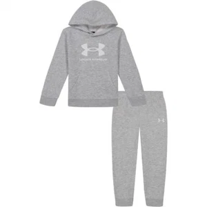 Under Armour Boys Big Logo Set Infant Fleece Tracksuit Sports Casuals Hooded - Picture 1 of 5