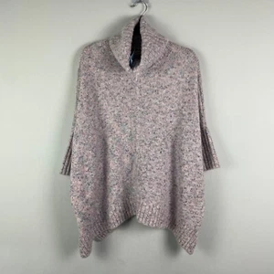 Loft Multicolor Flecked Turtleneck Poncho Sweater Size Petite Medium - Picture 1 of 11