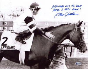 FOTO 11x14 firmada por Steve Cauthen + enorme inscripción afirmada jockey beckett bas - Imagen 1 de 3