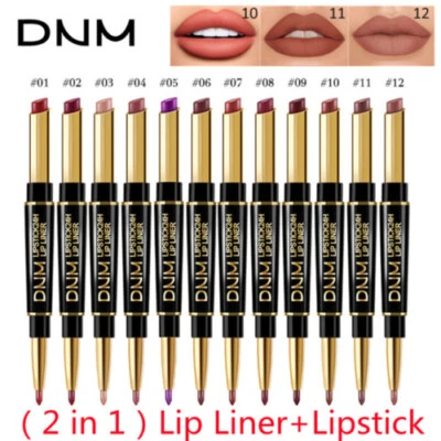 DNM 12 Colors Waterproof Dual Lipstick Pen Matte Lip Liner Long Lasting Makeup✔ - Image 1 of 4