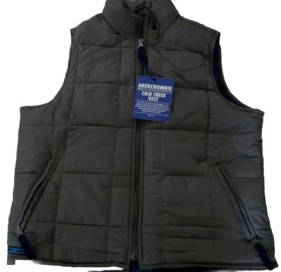 Chaleco acolchado de colección Abercrombie & Fitch Cold Creek verde y azul marino con cremallera TALLA M NUEVO CON ETIQUETAS Foto 1 de 4