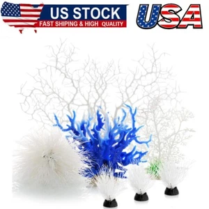 Aquarium Plants, 7Pcs Artificial Coral Ornament for Fish Tank Decorations(White) - Picture 1 of 7