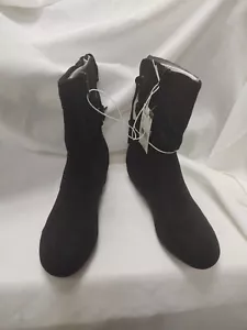 Bongo Womens Boots Ankle Booties Black Faux Suede Womens Size 6 NWT - Picture 1 of 5