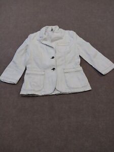 Diane Von Furstenberg Womens Size 6 White 3/4 Sleeve Denim Jean Jacket 