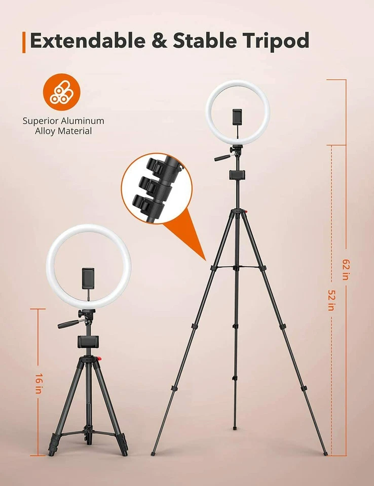 TaoTronics CL027 12" Anillo de Luz con 3 Modos de Color 61" Trípode Soporte LED35 Foto 1 de 4