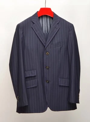 Men's ETRO Milano Navy With Purple Pinstripe 3Btn Wool Suit Sz EUR 48R UK 38R - Image 1 of 4