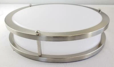 = Sunset Lighting 12" 20W LED Flush Mount Bright Satin Nickel Light Fixture - Image 1 of 4