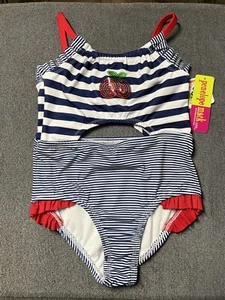 Penelope Mack Cherry Red White & Blue Swimsuit Girls' Size 6 FREE SHIPPING - Picture 1 of 3