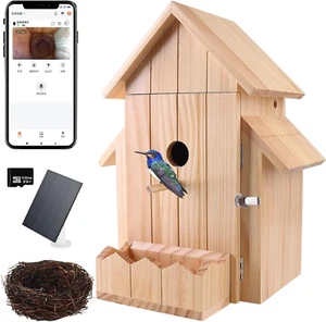 Bird House with Camera, Smart Birdhouse with Camera Solar Power, 1080P HD Wifi O - Picture 1 of 7