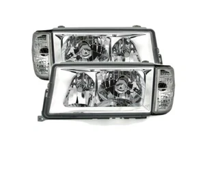 Juego de faros TFL para Mercedes 190E W201 1983-1993 VP601 vidrio transparente cromo LHD - Imagen 1 de 2