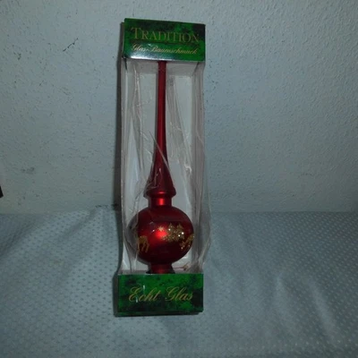 Christbaumspitze  Weihnachtsbaumspitze Spitze Echt Glas Rot Gold OVP H 25 cm - Bild 1 von 3