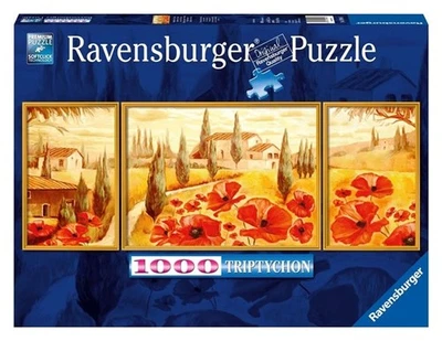 Ravensburger Puzzle 1000 Teile Toskana Mohnblüten Triptychon Landschaft Blumen - Bild 1 von 4