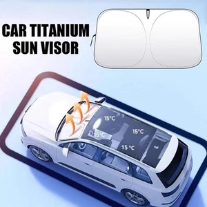 Parasol plegable parabrisas delantero plateado titanio para automóvil K3J1 - Imagen 1 de 24