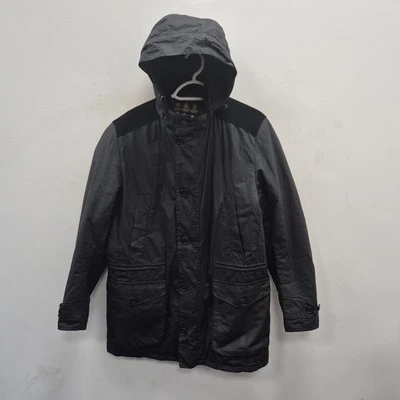 Barbour Crieff Black Wax Waterproof Hooded Biker Parka Jacket Coat Size Small - Image 1 of 4