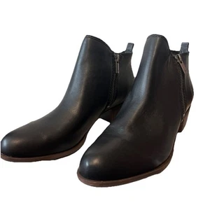 NEW Lucky Brand LK-BASEL Women's Black Leather Modern Ankle Bootie Size 10M - Picture 1 of 6
