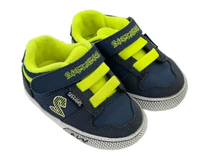 Sketchers Crib Shoes Sneakers Baby Size 1 Navy Lime White Soft Sole - Picture 1 of 8