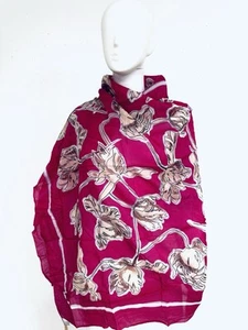 Eres Shawl Scarf Pareo Beach Cover Up Cotton Pink White Made France 40” x 50” - Picture 1 of 10