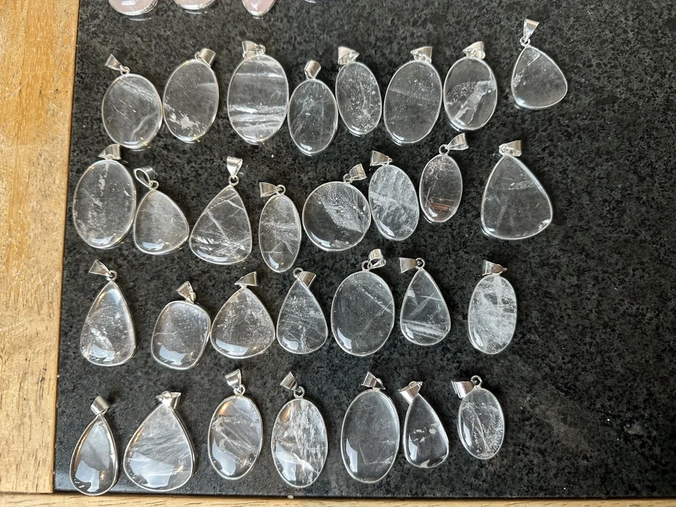 10 Clear Quartz Pendant Pendants Crystal Jewellery Silver Plated Wholesale  - Image 1 of 1