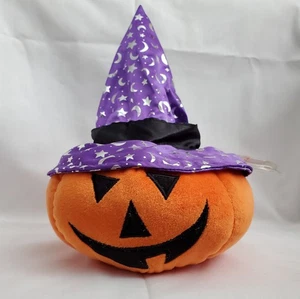 Ty Pluffies Halloween Kürbis Jack o Laterne Kürbis mit lila Hexenhut mit Etikett - Bild 1 von 2