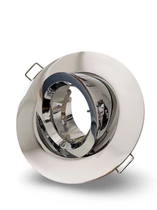 GU10 Spotlight Fixture Chrome Scoop Downlight LED Recessed Directional Tilt Ceil - Picture 1 of 8