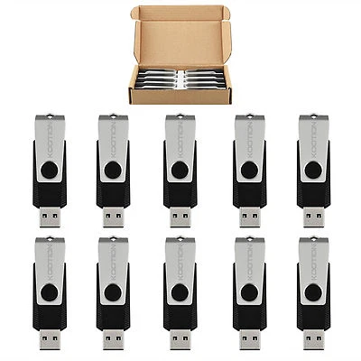 KOOTION 10 Pack 128MB Flash Drive Bulk USB 2.0 Memory Stick Pen Thumb Drive Swivel Black