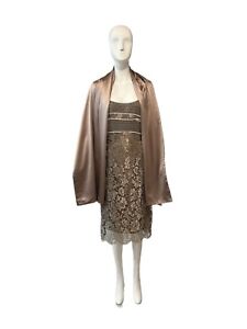 Calvin Klein Collection lace dress with huge silk shawl