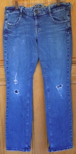 American Eagle Damengröße 12 normal niedriger Bund abgenutzt blau Jeans - Bild 1 von 6