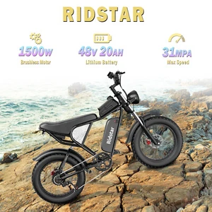 Ridstar 1500W Electric Bike for Adult 20" Fat Tire 48V 20Ah Battery All Terrain - Picture 1 of 11