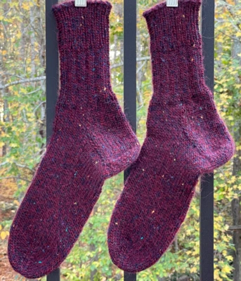 9.5 10 11 Hand Knitted Hand Knit Handmade Mens Slipper Socks Wool Yarn Bordo New - Image 1 of 4