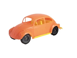 AMLOID Plastic VW Volkswagen Beetle Bug Toy Made in US Orange Yellow - Picture 1 of 7