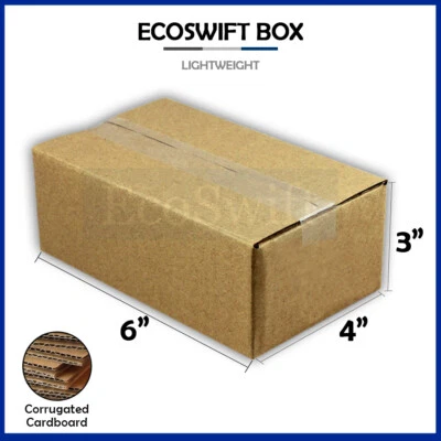 1-Box 6x4x3 EcoSwift Cardboard Packing Moving Shipping Box Corrugated Carton - Image 1 of 4