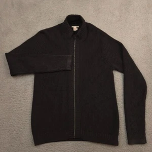 Cardigan maglione Carbon2Cobalt Foundry zip uomo M nero maglia shaker pesante - Foto 1 di 11