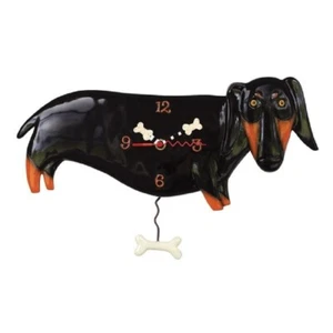 Wanduhr Pendeluhr Hund Dackel mit Knochen - Bild 1 von 2