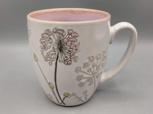 Eli & Ana COFFEE MUG Aqua Floral Hand Painted Raised Design New Pink Interior - Picture 1 of 8