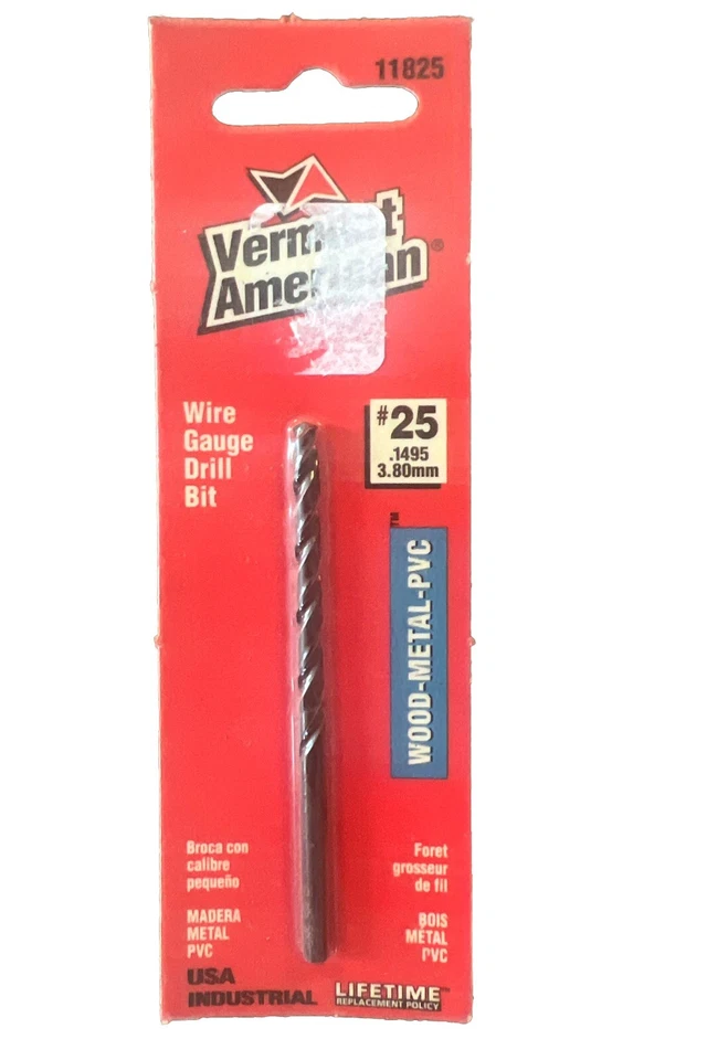 Vermont American #25 线规钻头 0.1495 (3.80 毫米) 11825 木质金属 PVC — 第 1/1 张图片