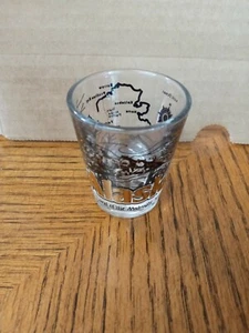ALASKA Land of the Midnight Sun SHOT GLASS dogsled map Nice! LQQK - Picture 1 of 4