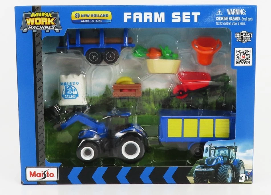 MODELLINO AGRICOLO STATICO DIECAST NEW HOLLAND FARM SET T7-315 TRATTORE 1:64 - Immagine 1 di 1